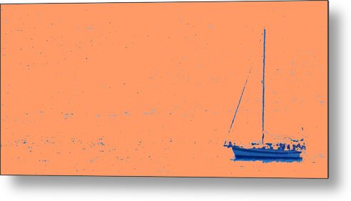 Boat Metal Print featuring the photograph Boat on an Orange Sea by Ian MacDonald