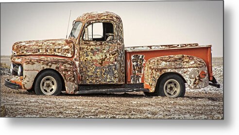 Rusty Metal Print featuring the photograph Dilapidated Multicolored 51 Ford Pickup by Phil Cardamone