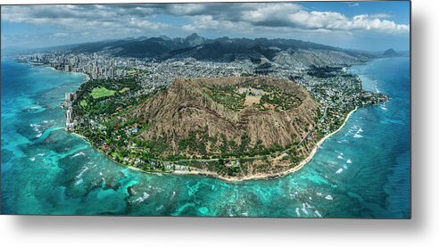 Waikiki Metal Print featuring the photograph Diamond Head overview by Sean Davey