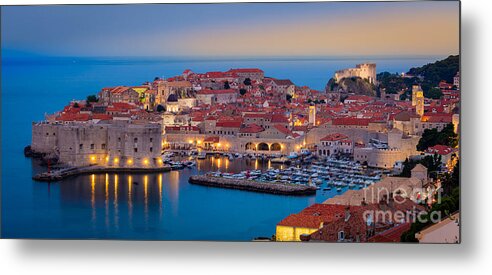 Adriatic Metal Print featuring the photograph Dubrovnik Twilight Panorama by Inge Johnsson