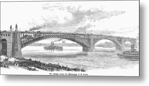 19th Century Metal Print featuring the photograph Eads Bridge, St Louis by Granger