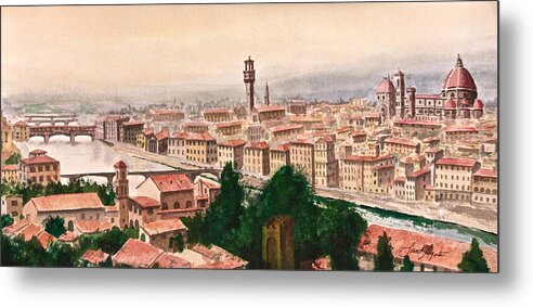 Florence Metal Print featuring the painting Florentine Panorama by Frank SantAgata