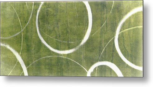 Green Metal Print featuring the painting Green Gold Ensos by Julie Niemela