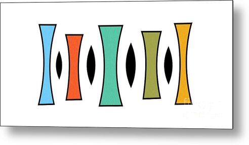 Mid Century Modern Metal Print featuring the digital art Horizontal Trapezoids by Donna Mibus