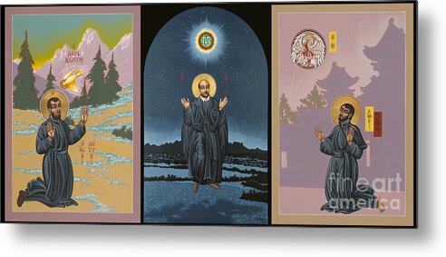Jesuit Triptych Metal Print featuring the painting Jesuit Triptych-St Peter Faber-St Ignatius-St Francis Xavier by William Hart McNichols
