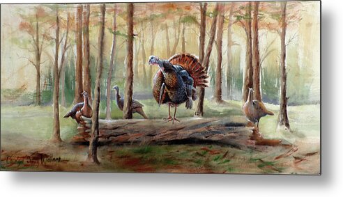  Metal Print featuring the painting Log Walk Detail by Carolyn Coffey Wallace