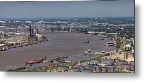 Mississippi River Metal Print featuring the photograph Miss River, Bridges, Ferries, Traffic by Gregory Daley MPSA