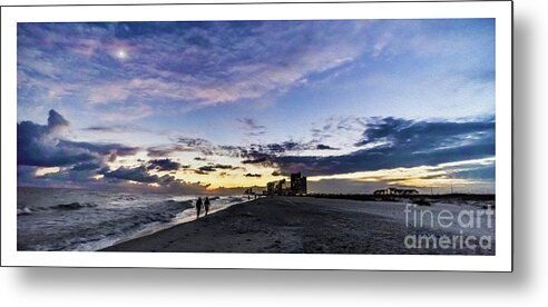Al Metal Print featuring the photograph Moonlit Beach Sunset Seascape 0272b1 by Ricardos Creations