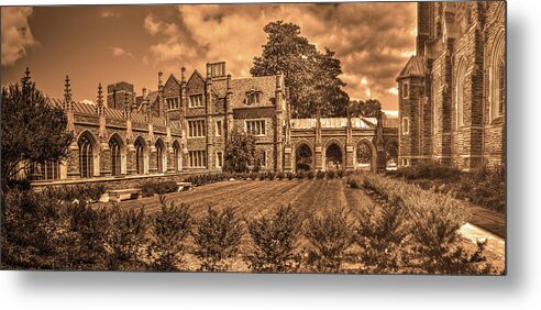 Architectural Metal Print featuring the photograph Near the Chapel sepia by Dimitry Papkov