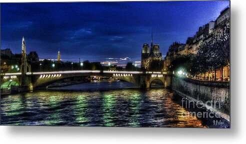 Paris Metal Print featuring the photograph Nuit Parisienne reloaded by HELGE Art Gallery