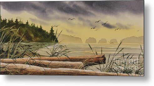 Olympic Metal Print featuring the painting Olympic Seashore Sunset by James Williamson
