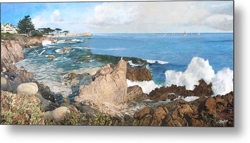 Pacific Grove Metal Print featuring the painting Pacific Splendor by Philippe Plouchart