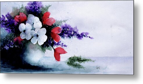 Flowers Metal Print featuring the painting Red, White and Blue by Lael Rutherford