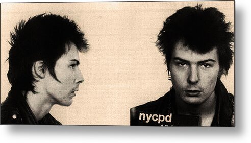 Sid Vicious Mugshot Metal Print featuring the photograph Sid Vicious Mugshot by Bill Cannon