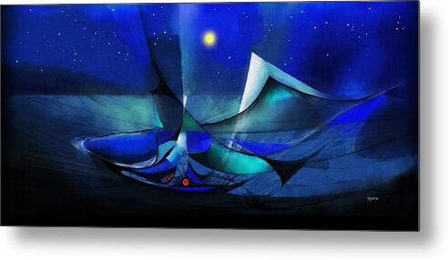 Night Metal Print featuring the painting The Old Man And The Sea by Wolfgang Schweizer