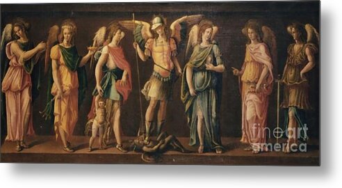 San.michele Metal Print featuring the painting The Seven Archangels by Archangelus Gallery