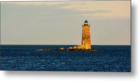 Whaleback Metal Print featuring the photograph Whaleback Lighthouse at Sunset by Nancy De Flon