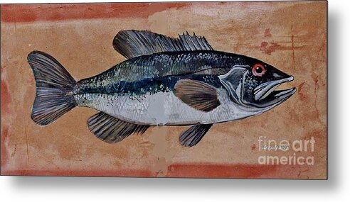 Fishing Sweetwater Fish Metal Print featuring the painting Bass #2 by Andrew Drozdowicz