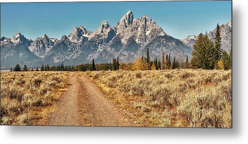 Tranquility Metal Print featuring the photograph Dirt Road To Tetons by Jeff R Clow