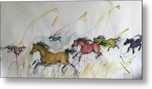 Horses Metal Print featuring the painting Img_3207 by Elizabeth Parashis