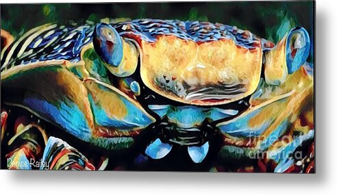 Sea Life Metal Print featuring the mixed media Mr. Crabby by Denise Railey