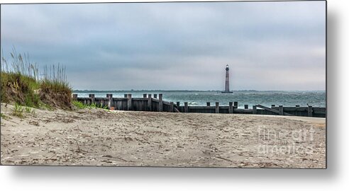 Morris Island Lighthouse Metal Print featuring the photograph Nautical Shore - Morris Island Lighthouse by Dale Powell