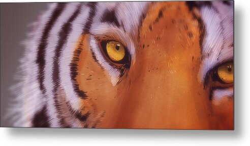 Tiger Metal Print featuring the digital art Art - Eye of the Tiger by Matthias Zegveld