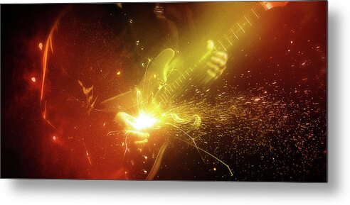 Rocking the Guitar - Metal Print by Matthias Zegveld