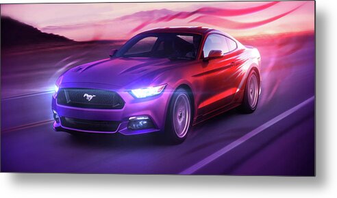 Cars Metal Print featuring the digital art Art - The Great Ford Mustang by Matthias Zegveld