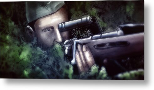 Sniper Metal Print featuring the digital art Art - The Sniper by Matthias Zegveld