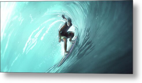 Surfing Metal Print featuring the digital art Art - The Surfer by Matthias Zegveld