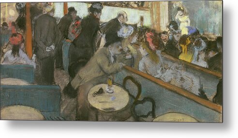 Hilaire Germain Edgar Degas Metal Print featuring the painting Cafe-Concert -The Spectators-. Edgar Degas, French, 1834-1917. by Hilaire Germain Edgar Degas