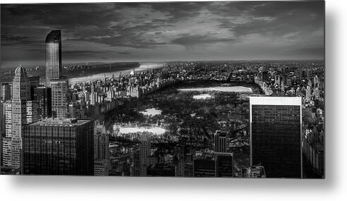 Black And White Metal Print featuring the photograph Central Park in Winter by Serge Ramelli