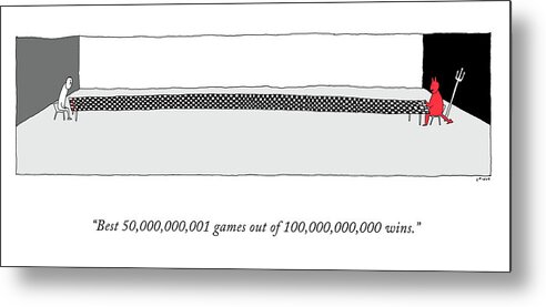 A27297 Metal Print featuring the drawing Chess in Hell by Liana Finck