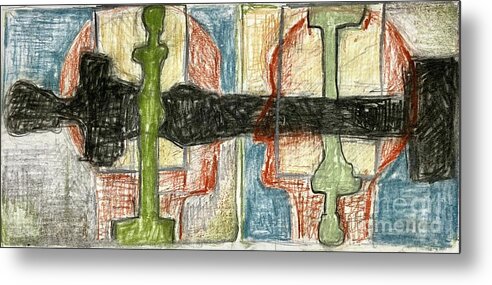Color Charcoal Metal Print featuring the drawing Conversation by David Euler