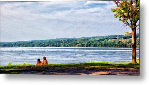 Cayuga Metal Print featuring the photograph Couple at the Lake Shore by Monroe Payne