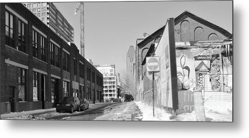 Black And White Photography Metal Print featuring the photograph Montreal Streets by Reb Frost