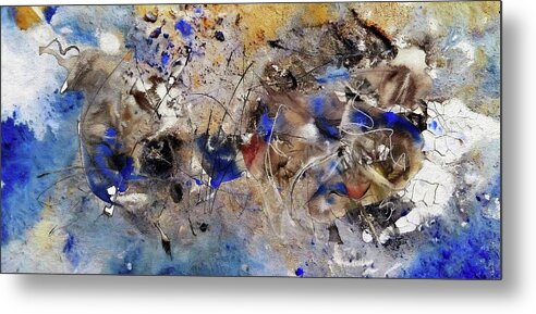 Abstract Mixed Media Painting Metal Print featuring the mixed media No.10 by Wolfgang Schweizer