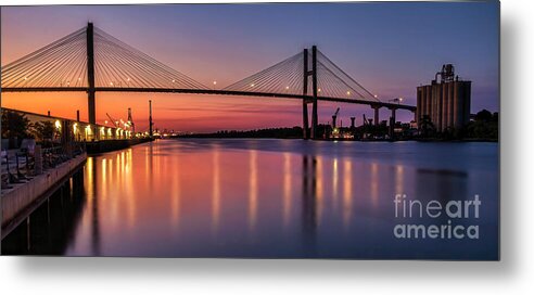 Savannah Metal Print featuring the photograph Panorama of Savannah River sunset by Shelia Hunt