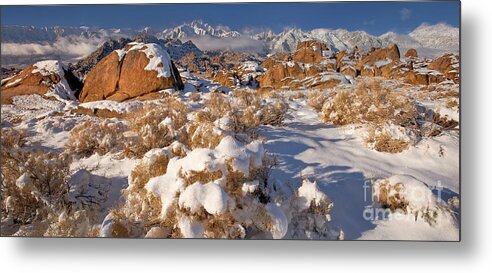 Dave Welling Metal Print featuring the photograph Panorama Winter Sunrise Alabama Hills Eastern Sierras by Dave Welling