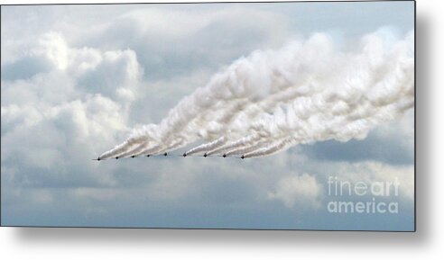 Royal Air Force Metal Print featuring the photograph Royal Air Force Red Arrows Display by Phil Banks