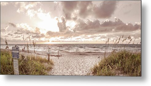 Clouds Metal Print featuring the photograph Sunrise over the Cottage Sand Dunes Panorama by Debra and Dave Vanderlaan