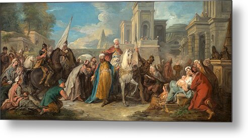 Jean-francois Detroy Metal Print featuring the painting The Triumph of Mordecai by Jean-Francois Detroy