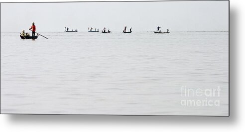 Boats On Lake Tonle Sap Metal Print featuring the photograph Market Highway by J L Woody Wooden