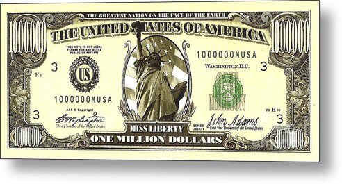 Currency Metal Print featuring the photograph One Million Dollar Bill by Charles Robinson