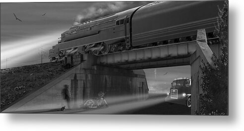 Motorcycle Metal Print featuring the photograph The Overpass 2 Panoramic by Mike McGlothlen