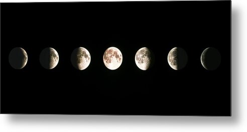 Moon Metal Print featuring the photograph Composite Image Of The Phases Of The Moon by John Sanford