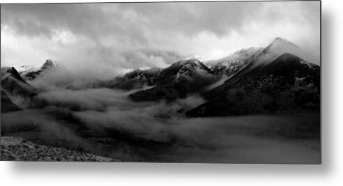Nature Metal Print featuring the photograph Black and white panorama at Catbells by Lukasz Ryszka