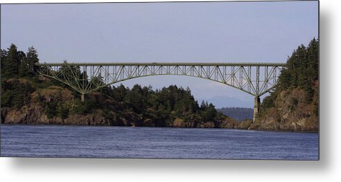 Deception Pass Bridge Metal Print featuring the photograph Deception Pass Brige Pano by Mary Gaines