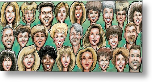Group Caricature Real Estate Realtors Custom Metal Print featuring the digital art Group Caricature by Kevin Middleton